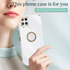 XINLI Straight Edge 6D Electroplate TPU Phone Case with Ring Holder, For Samsung Galaxy A22 4G, For Samsung Galaxy A52 5G, For Samsung Galaxy A72 5G