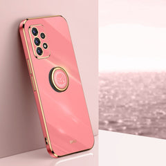 XINLI Straight Edge 6D Electroplate TPU Phone Case with Ring Holder, For Samsung Galaxy A22 4G, For Samsung Galaxy A52 5G, For Samsung Galaxy A72 5G