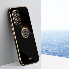 XINLI Straight Edge 6D Electroplate TPU Phone Case with Ring Holder, For Samsung Galaxy A22 4G, For Samsung Galaxy A52 5G, For Samsung Galaxy A72 5G