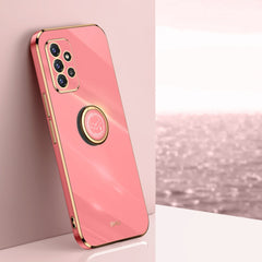 XINLI Straight Edge 6D Electroplate TPU Phone Case with Ring Holder, For Samsung Galaxy A22 4G, For Samsung Galaxy A52 5G, For Samsung Galaxy A72 5G