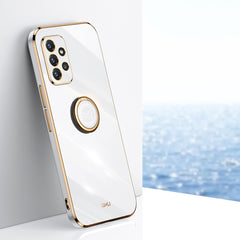 XINLI Straight Edge 6D Electroplate TPU Phone Case with Ring Holder, For Samsung Galaxy A22 4G, For Samsung Galaxy A52 5G, For Samsung Galaxy A72 5G