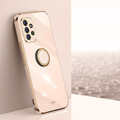 XINLI Straight Edge 6D Electroplate TPU Phone Case with Ring Holder, For Samsung Galaxy A22 4G, For Samsung Galaxy A52 5G, For Samsung Galaxy A72 5G