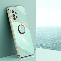 XINLI Straight Edge 6D Electroplate TPU Phone Case with Ring Holder, For Samsung Galaxy A22 4G, For Samsung Galaxy A52 5G, For Samsung Galaxy A72 5G