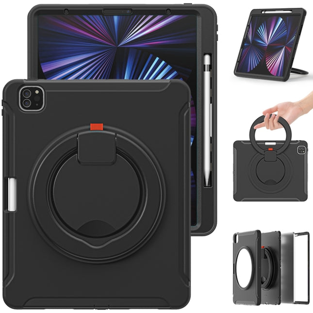 Stoßfeste TPU- und PC-Schutzhülle mit um 360 Grad drehbarem, faltbarem Griffhalter und Stiftschlitz, für iPad Pro 12.9 2022/2021