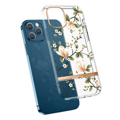 Estuche a prueba de golpes de TPU + PC con patrón de flores galvanizadas de alta translúcida, para iPhone 12 mini, para iPhone 12/12 Pro, para iPhone 12 Pro Max, para iPhone 11