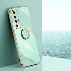 XINLI Straight Edge 6D Electroplate TPU Phone Case with Ring Holder, For Xiaomi Mi 10 5G, For Xiaomi Mi 10S, For Xiaomi Mi 10T Lite 5G