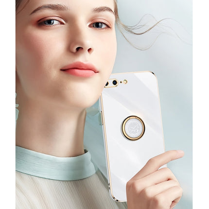 XINLI Straight Edge 6D Galvanisierte TPU-Telefonhülle mit Ringhalter, für iPhone 6 / 6s, für iPhone 6 Plus / 6s Plus, für iPhone 8 Plus / 7 Plus, für iPhone SE 2022 / SE 2020/8/7