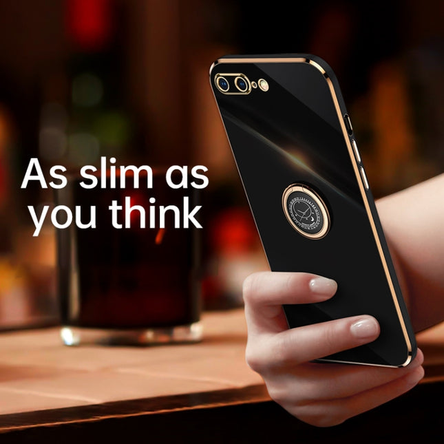 XINLI Straight Edge 6D Electroplate TPU Phone Case with Ring Holder