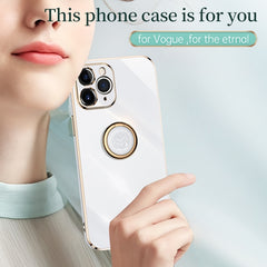 XINLI Straight Edge 6D Electroplate TPU Phone Case with Ring Holder, For iPhone 11, For iPhone 11 Pro, For iPhone 11 Pro Max, For iPhone 12