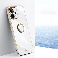 XINLI Straight Edge 6D Electroplate TPU Phone Case with Ring Holder, For iPhone 11, For iPhone 11 Pro, For iPhone 11 Pro Max, For iPhone 12