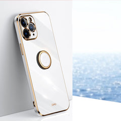 XINLI Straight Edge 6D Electroplate TPU Phone Case with Ring Holder, For iPhone 11, For iPhone 11 Pro, For iPhone 11 Pro Max, For iPhone 12