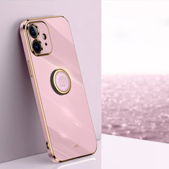 XINLI Straight Edge 6D Electroplate TPU Phone Case with Ring Holder, For iPhone 11, For iPhone 11 Pro, For iPhone 11 Pro Max, For iPhone 12