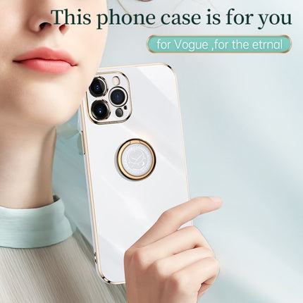 XINLI - Funda de TPU con borde recto y soporte para anillo, galvanizada 6D, para iPhone XR, iPhone XS, iPhone XS Max