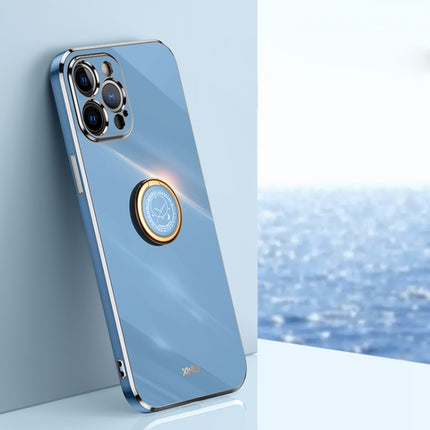 XINLI - Funda de TPU con borde recto y soporte para anillo, galvanizada 6D, para iPhone XR, iPhone XS, iPhone XS Max