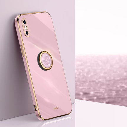 XINLI - Funda de TPU con borde recto y soporte para anillo, galvanizada 6D, para iPhone XR, iPhone XS, iPhone XS Max