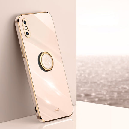 XINLI - Funda de TPU con borde recto y soporte para anillo, galvanizada 6D, para iPhone XR, iPhone XS, iPhone XS Max