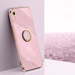 XINLI Straight Edge 6D Electroplate TPU Phone Case with Ring Holder, For iPhone XR, For iPhone XS, For iPhone XS Max