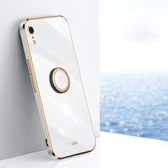 XINLI Straight Edge 6D Electroplate TPU Phone Case with Ring Holder, For iPhone XR, For iPhone XS, For iPhone XS Max