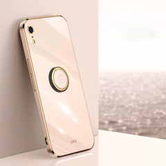 XINLI Straight Edge 6D Electroplate TPU Phone Case with Ring Holder, For iPhone XR, For iPhone XS, For iPhone XS Max