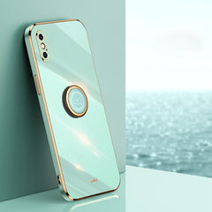 XINLI Straight Edge 6D Electroplate TPU Phone Case with Ring Holder, For iPhone XR, For iPhone XS, For iPhone XS Max