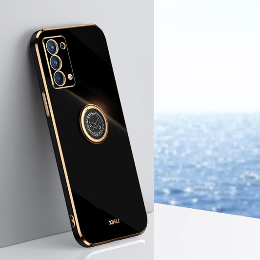 XINLI Straight Edge 6D Electroplate TPU Phone Case with Ring Holder, For OPPO Reno5 Pro, For OPPO Reno5 Pro+, For OPPO Reno6 5G
