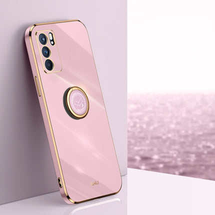 XINLI Straight Edge 6D Electroplate TPU Phone Case with Ring Holder, For OPPO Reno5 Pro, For OPPO Reno5 Pro+, For OPPO Reno6 5G