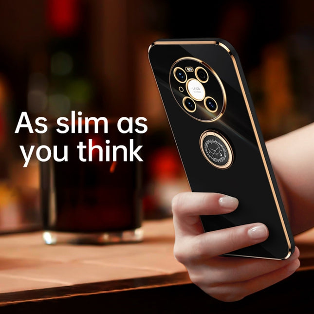 XINLI Straight Edge 6D Electroplate TPU Phone Case with Ring Holder