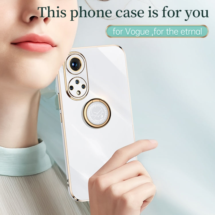 XINLI Straight Edge 6D Electroplate TPU Phone Case with Ring Holder, For Honor 50, For Honor 50 SE, For Honor Play 3