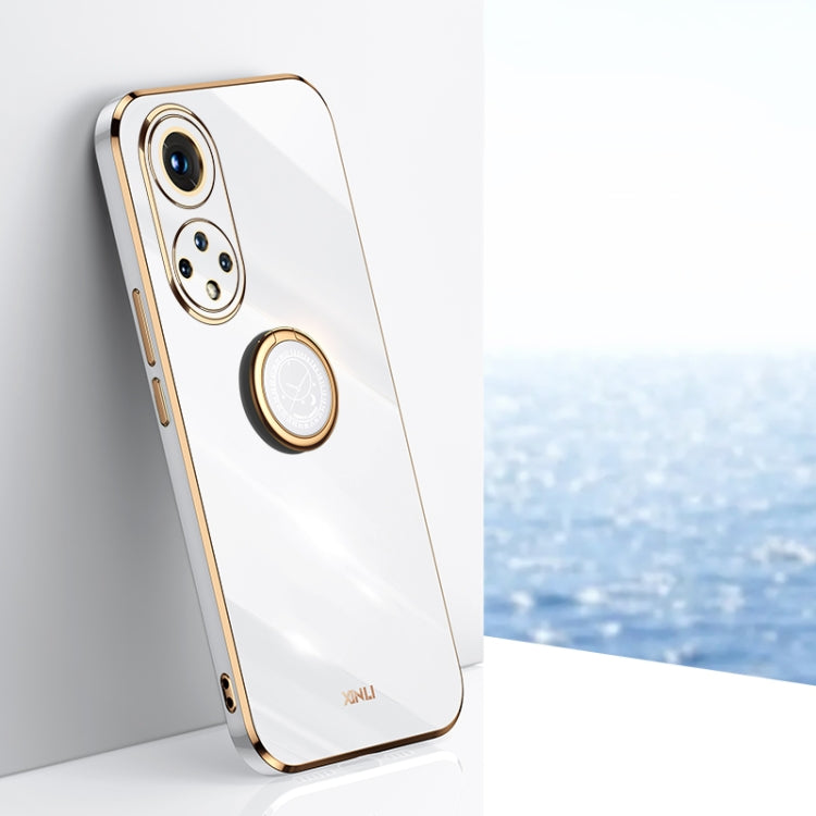 XINLI Straight Edge 6D Electroplate TPU Phone Case with Ring Holder, For Honor 50, For Honor 50 SE, For Honor Play 3