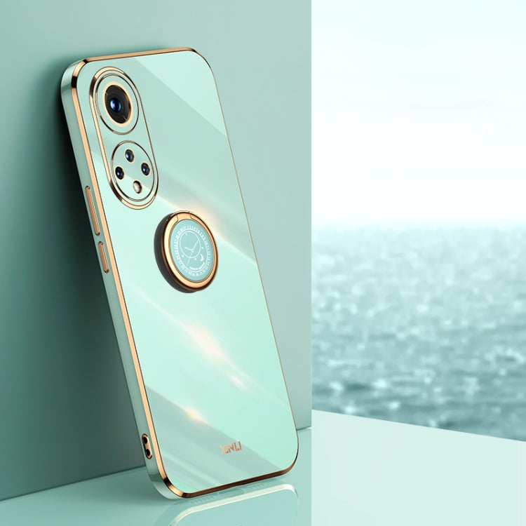 XINLI Straight Edge 6D Electroplate TPU Phone Case with Ring Holder, For Honor 50, For Honor 50 SE, For Honor Play 3