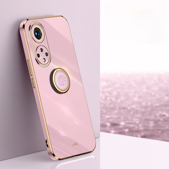 XINLI Straight Edge 6D Electroplate TPU Phone Case with Ring Holder, For Honor 50 Pro