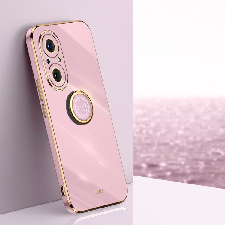 XINLI Straight Edge 6D Electroplate TPU Phone Case with Ring Holder, For Honor 50, For Honor 50 SE, For Honor Play 3
