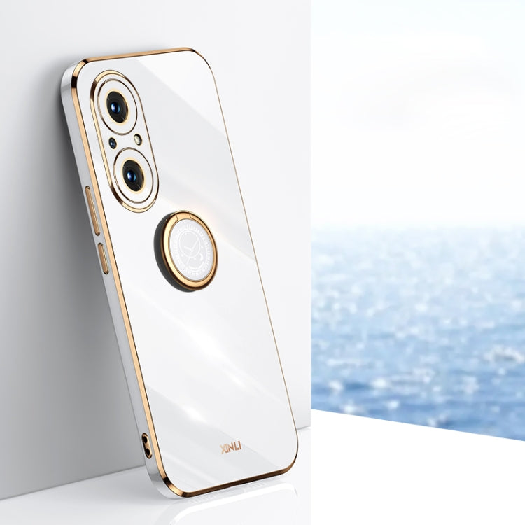 XINLI Straight Edge 6D Electroplate TPU Phone Case with Ring Holder, For Honor 50, For Honor 50 SE, For Honor Play 3