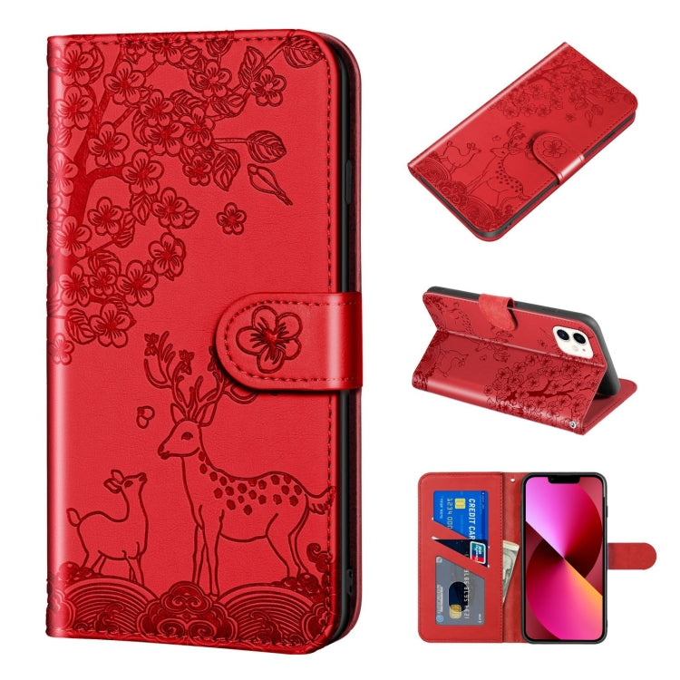 Sika Deer Embossing Pattern Horizontal Flip PU Leather Case with Holder & Card Slot & Wallet & Photo Frame, For iPhone 12 mini, For iPhone 12 Pro Max, For iPhone 13, For iPhone 13 mini