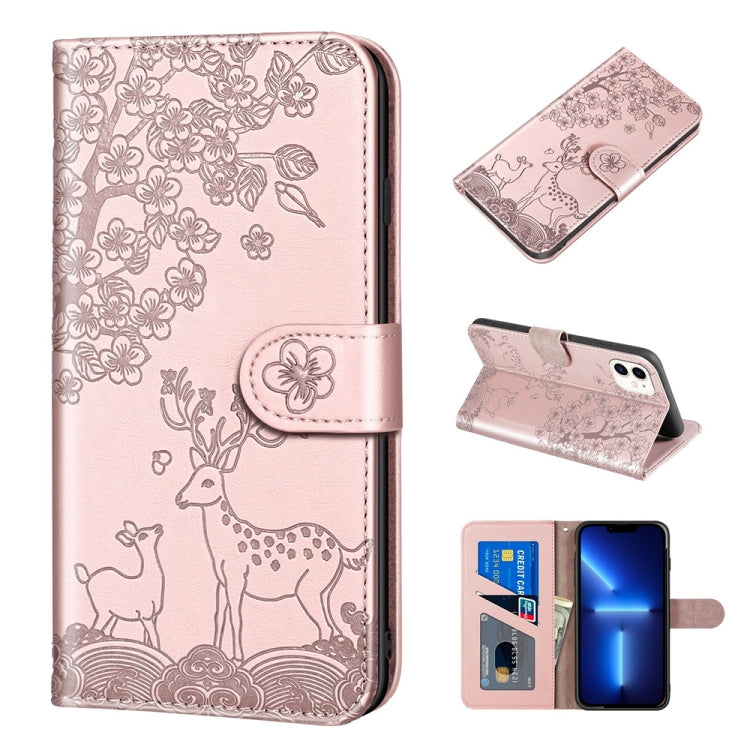 Sika Deer Embossing Pattern Horizontal Flip PU Leather Case with Holder & Card Slot & Wallet & Photo Frame, For iPhone 13 Pro, For iPhone 13 Pro Max, For iPhone X / XS, For iPhone XR