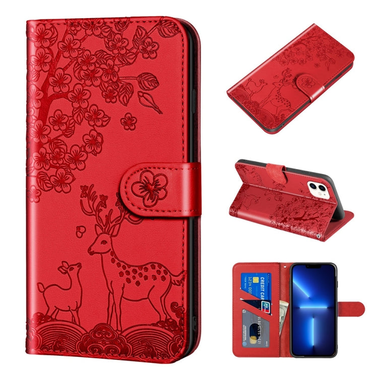 Sika Deer Embossing Pattern Horizontal Flip PU Leather Case with Holder & Card Slot & Wallet & Photo Frame, For iPhone 13 Pro, For iPhone 13 Pro Max, For iPhone X / XS, For iPhone XR