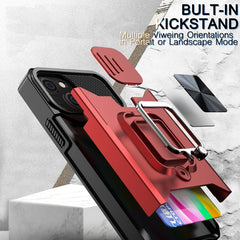 Sliding Camera Cover Design PC + TPU Shockproof Case with Ring Holder & Card Slot, For iPhone 13 mini, For iPhone 13, For iPhone 13 Pro, For iPhone XS / X