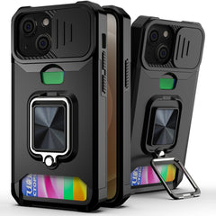 Sliding Camera Cover Design PC + TPU Shockproof Case with Ring Holder & Card Slot, For iPhone 13 mini, For iPhone 13, For iPhone 13 Pro, For iPhone XS / X