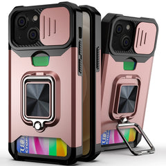 Sliding Camera Cover Design PC + TPU Shockproof Case with Ring Holder & Card Slot, For iPhone 13 mini, For iPhone 13, For iPhone 13 Pro, For iPhone XS / X