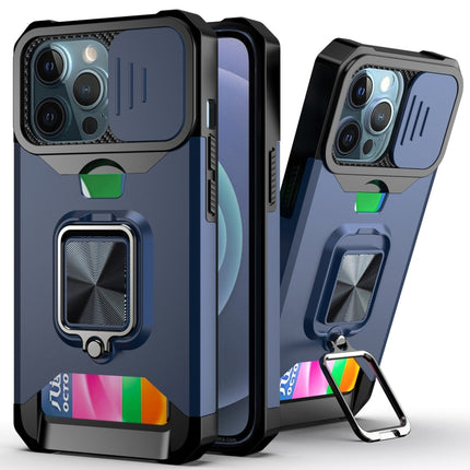 Sliding Camera Cover Design PC + TPU Shockproof Case with Ring Holder & Card Slot, For iPhone 13 mini, For iPhone 13, For iPhone 13 Pro