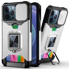 Sliding Camera Cover Design PC + TPU Shockproof Case with Ring Holder & Card Slot, For iPhone 13 mini, For iPhone 13, For iPhone 13 Pro, For iPhone XS / X