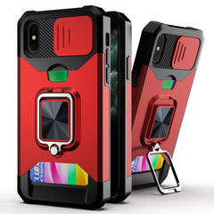 Sliding Camera Cover Design PC + TPU Shockproof Case with Ring Holder & Card Slot, For iPhone 13 mini, For iPhone 13, For iPhone 13 Pro, For iPhone XS / X