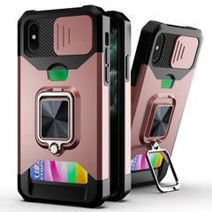 Sliding Camera Cover Design PC + TPU Shockproof Case with Ring Holder & Card Slot, For iPhone 13 mini, For iPhone 13, For iPhone 13 Pro, For iPhone XS / X