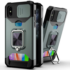 Sliding Camera Cover Design PC + TPU Shockproof Case with Ring Holder & Card Slot, For iPhone 13 mini, For iPhone 13, For iPhone 13 Pro, For iPhone XS / X