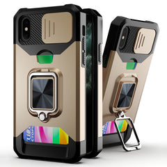 Sliding Camera Cover Design PC + TPU Shockproof Case with Ring Holder & Card Slot, For iPhone 13 mini, For iPhone 13, For iPhone 13 Pro, For iPhone XS / X