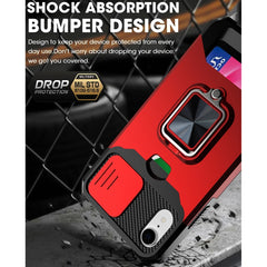 Sliding Camera Cover Design PC + TPU Shockproof Case with Ring Holder & Card Slot, For iPhone XR, For iPhone 11 Pro, For iPhone 11 Pro Max, For iPhone 12 / 12 Pro