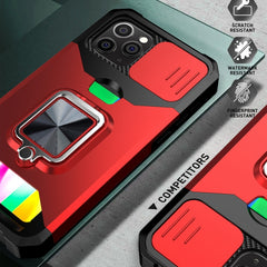 Schiebekamera-Abdeckungsdesign, stoßfeste PC + TPU-Hülle mit Ringhalter und Kartensteckplatz, für iPhone 12 Pro Max, für iPhone 13 Pro Max, für iPhone 11, für iPhone XS Max