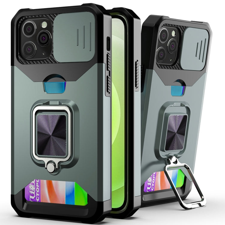 Schiebekamera-Abdeckungsdesign, stoßfeste PC + TPU-Hülle mit Ringhalter und Kartensteckplatz, für iPhone 12 Pro Max, für iPhone 13 Pro Max, für iPhone 11, für iPhone XS Max