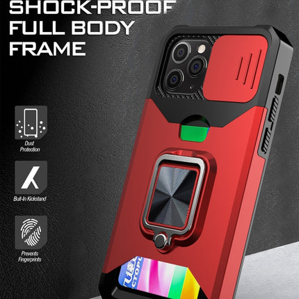 Schiebekamera-Abdeckungsdesign, stoßfeste PC + TPU-Hülle mit Ringhalter und Kartensteckplatz, für iPhone 12 Pro Max, für iPhone 13 Pro Max, für iPhone 11, für iPhone XS Max