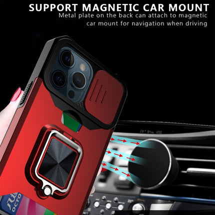 Sliding Camera Cover Design PC + TPU Shockproof Case with Ring Holder & Card Slot, For iPhone 13 Pro Max, For iPhone 11, For iPhone XS Max